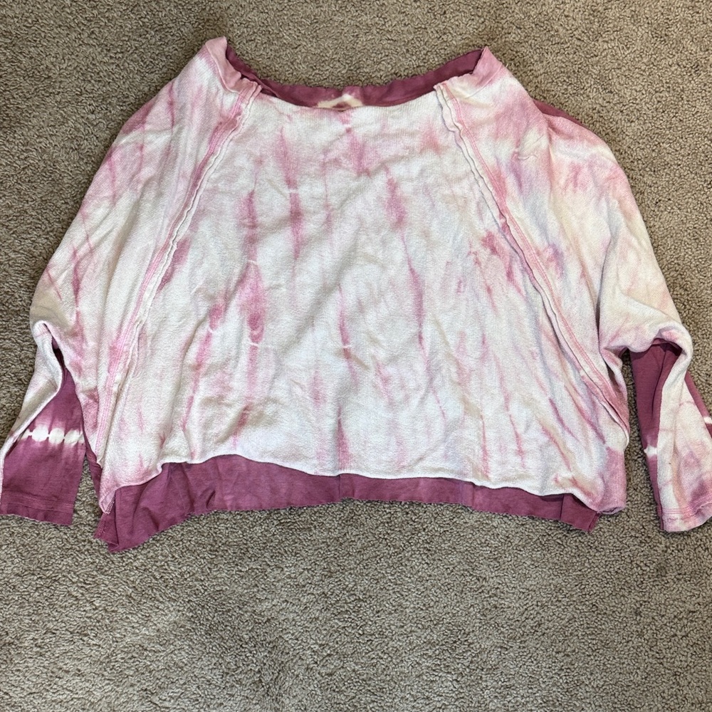 Free People Blush and Cream Tie-Dye Sweatshirt
